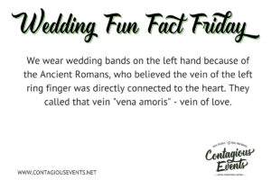 We wear wedding rings on the right hand because romans believed the vein ran directly from the finger to the heart.