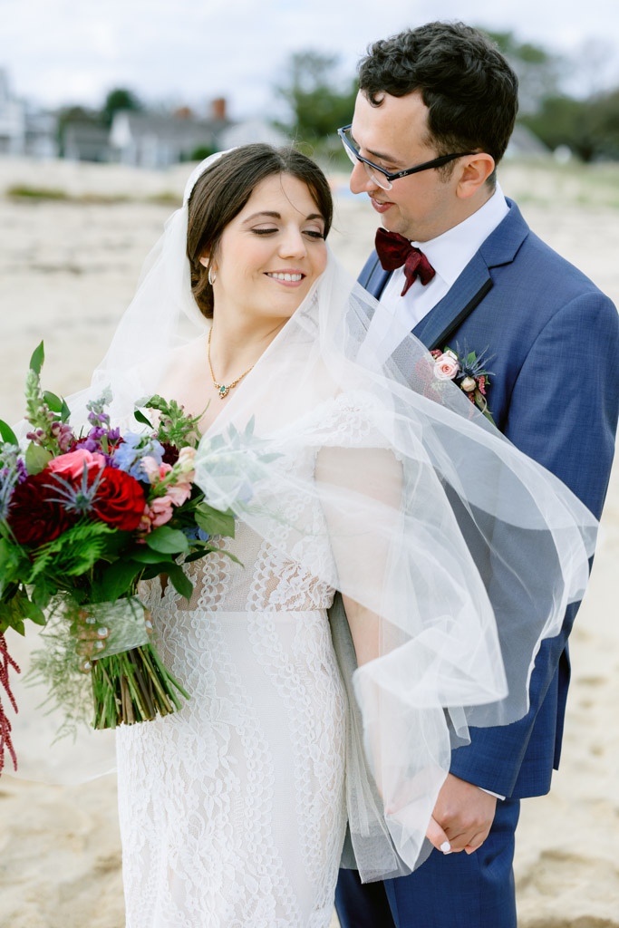 Bride and Groom on Beach in Provincetown, Massachusetts