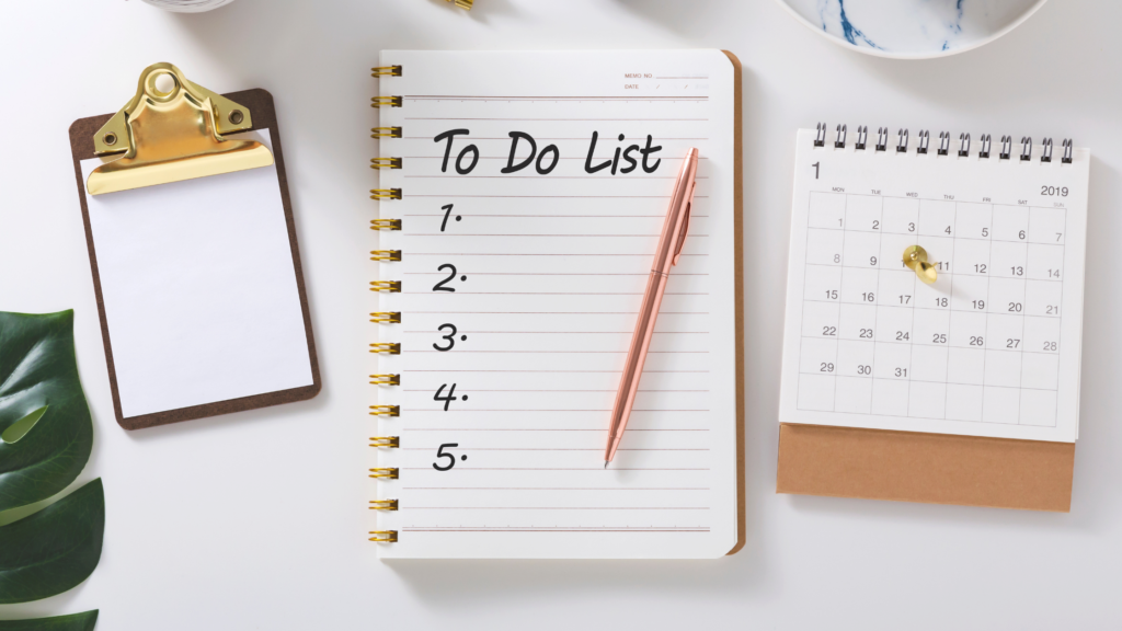 To do list and calendar for things to do after wedding
